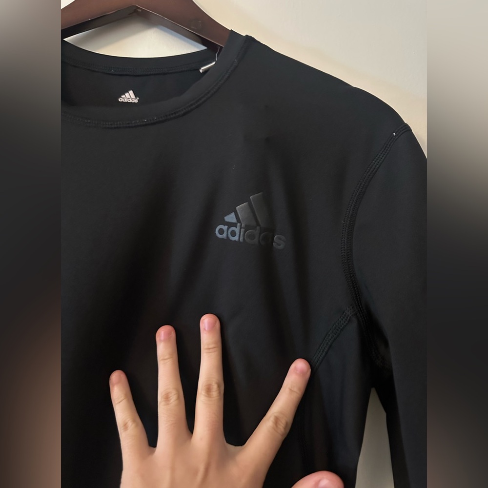 Adidas Fit Compression Tight Black Shirt Mens Size Large - Picture 3 of 4